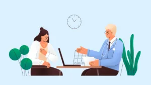 Médecin donnant des conseils de santé à un patient en consultation